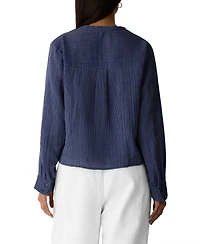 Eileen Fisher Women's Band Collar Cutaway Shirt, Regular, Plus And Petites