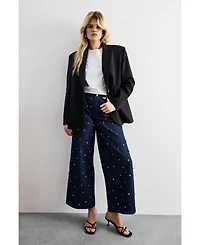 Warehouse Women's Hotfix Embellished Wide Leg Jean