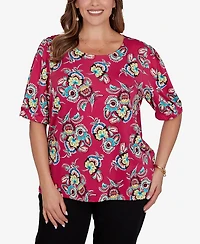 Ruby Rd. Plus Etched Floral Puff Print T-Shirt