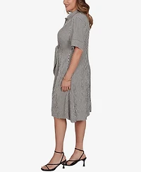 Ruby Rd. Plus Striped Gauze Tie Waist Shirt Dress