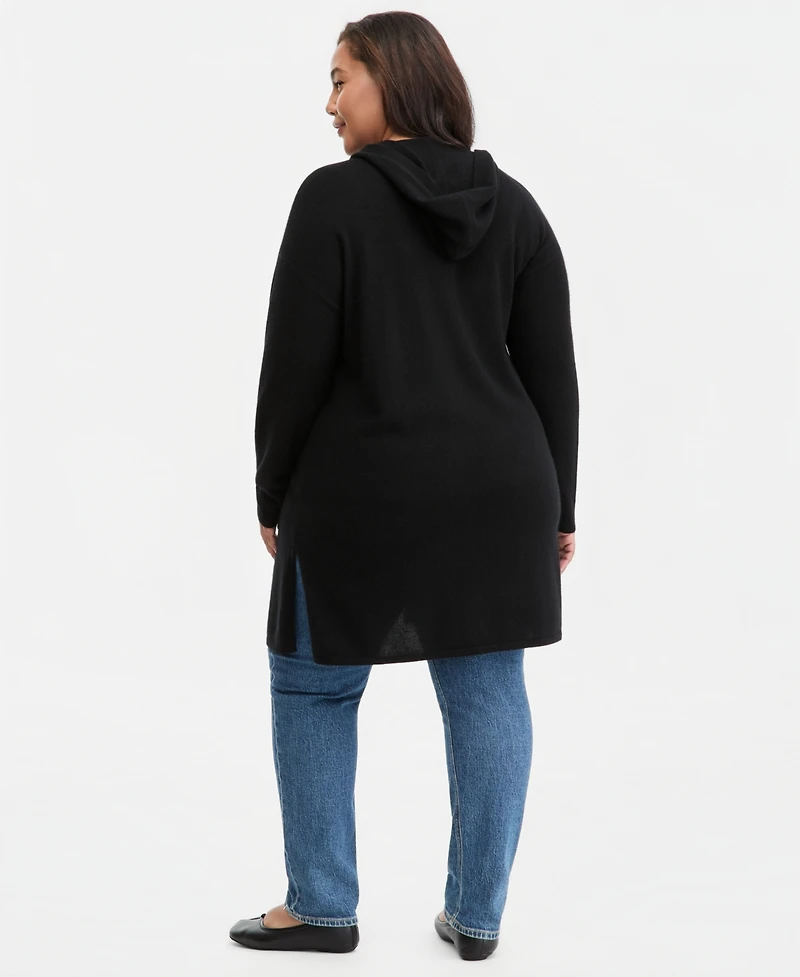 Charter Club Plus Hooded 100% Cashmere Cardigan, Macy's Exclusive
