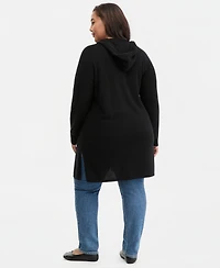 Charter Club Plus Hooded 100% Cashmere Cardigan, Macy's Exclusive