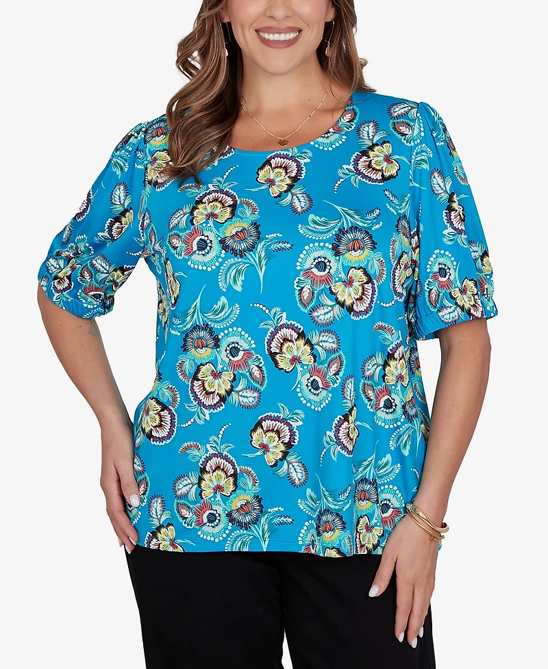 Ruby Rd. Plus Size Etched Floral Puff Print T-Shirt