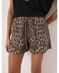 Hush Women's Betty Leopard Pull On Denim Shorts