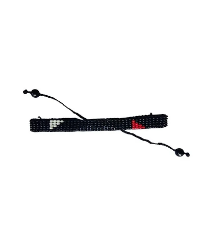 Silent Strength Beaded Bracelet – Black with Red & White Triangles