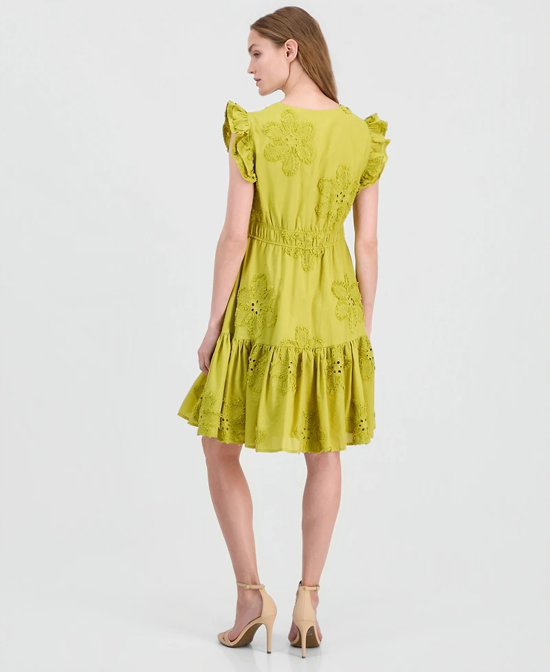 Anne Klein Women's Eyelet Embroidered Cotton A-Line Dress