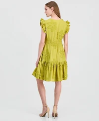 Anne Klein Women's Eyelet Embroidered Cotton A-Line Dress