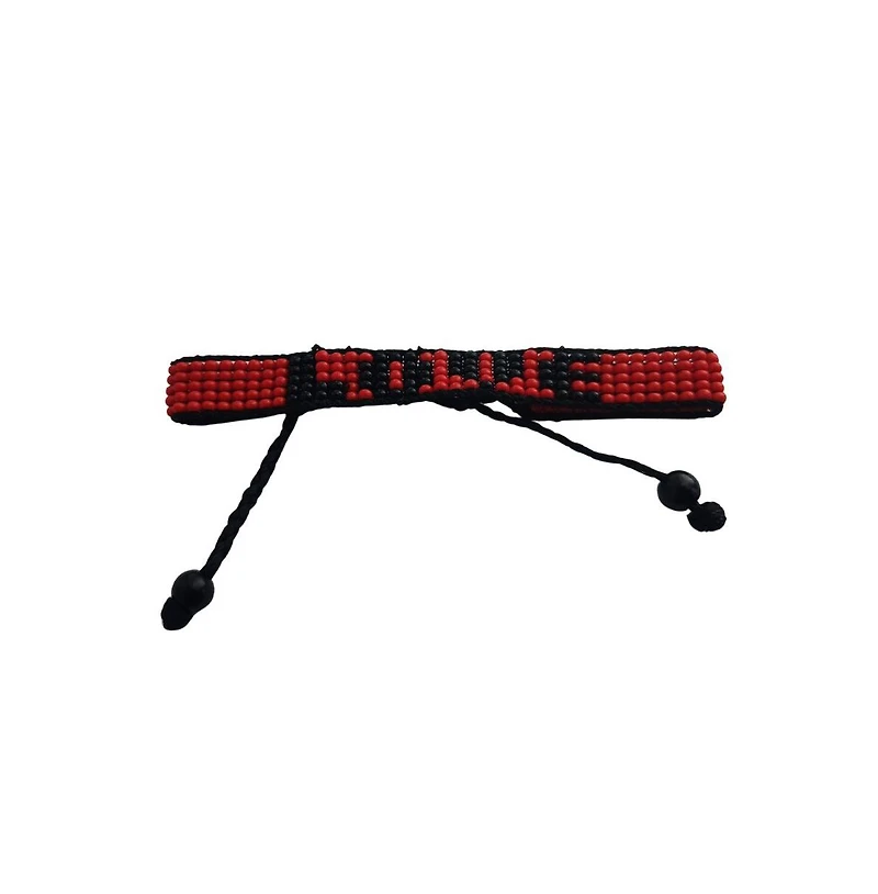 Love Hand Beaded Bracelet | Red and Black Glass Beads