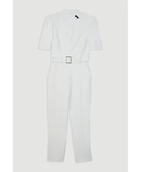 Karen Millen Women's Structured Crepe Forever Belted Jumpsuit