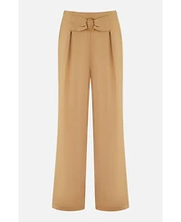 Yumi Women's Buckle Detail Wide Leg Pants