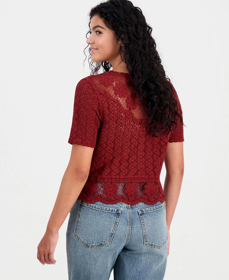 And Now This Women's Cotton Crochet Button-Front Peplum Top, Macy's Exclusive