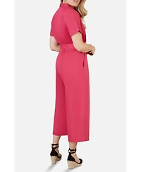 Yumi Women's Button Up Utility Style Jumpsuit