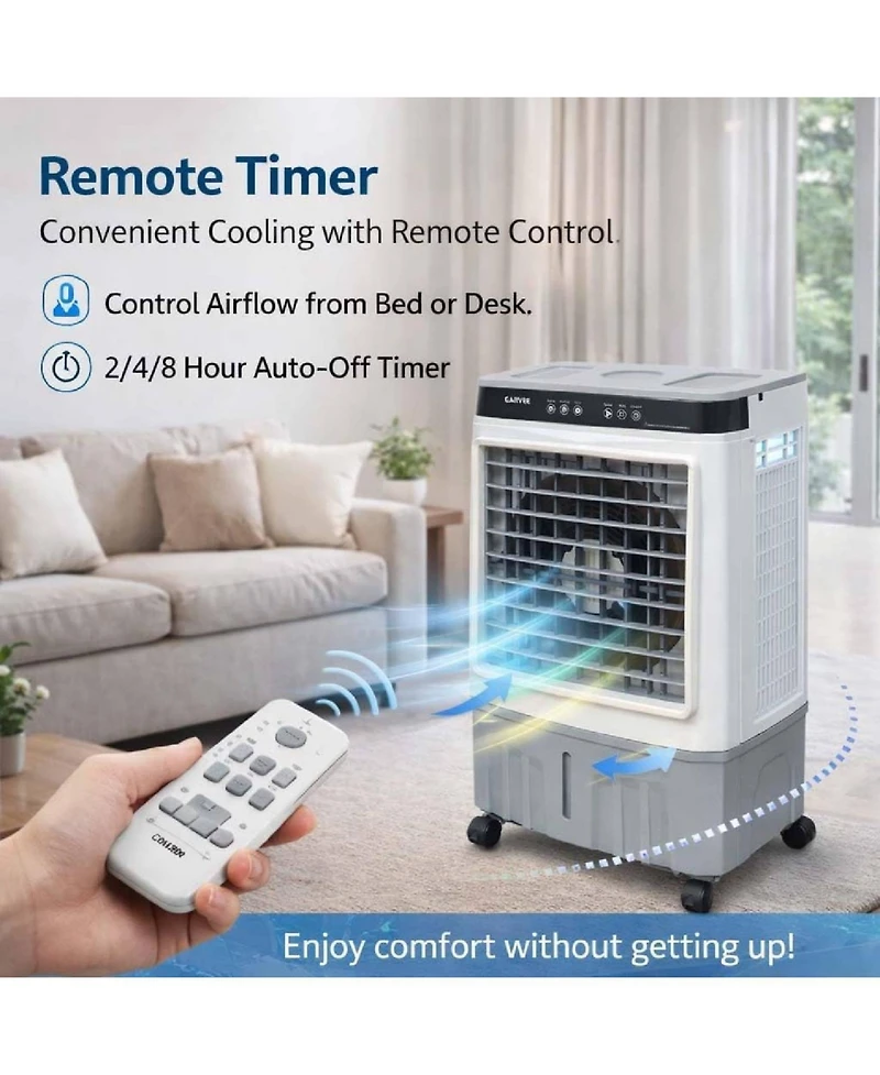 Xo 3-Speed Evaporative Cooler, Cooling Fan for Living Room, Office and Garage with 8.2 gal Water Tank