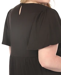 White Mark Plus Short-Sleeve Tiered A-Line Maternity Dress