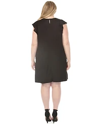 White Mark Plus Scoop Neck Flutter-Sleeve Maternity Dress
