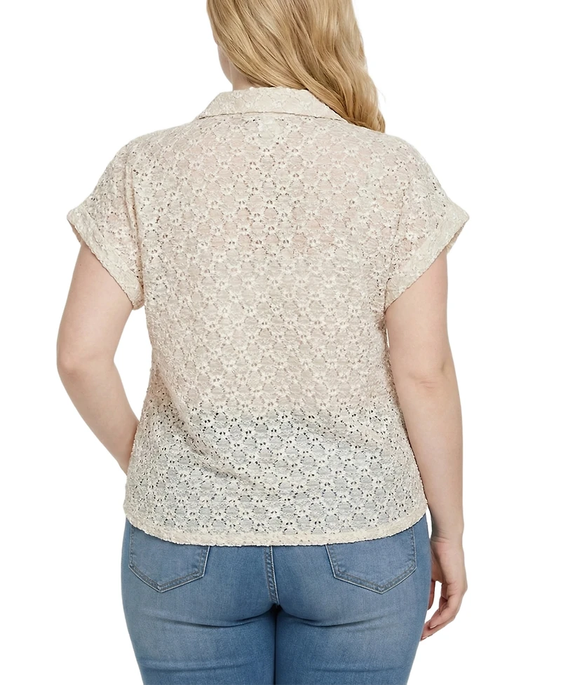 Ny Collection Plus Short Sleeve Lace Blouse