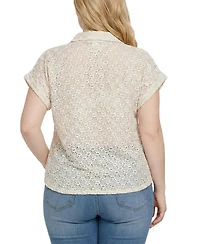 Ny Collection Plus Short Sleeve Lace Blouse