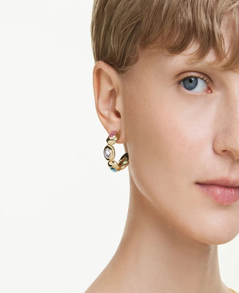 Swarovski Gold-Tone Plated Brass Hoop Earrings