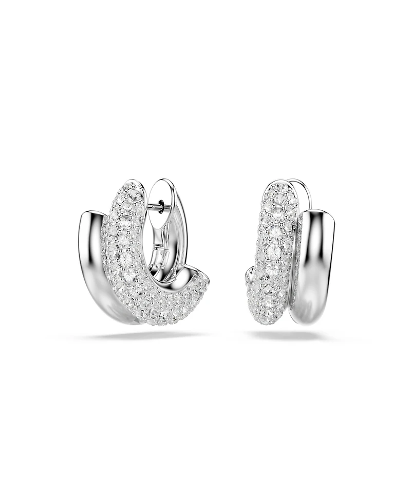 Swarovski Rhodium-Plated Gleaming Tubular Huggie Earrings