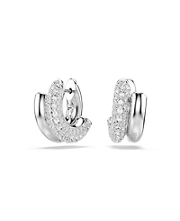 Swarovski Rhodium-Plated Gleaming Tubular Huggie Earrings