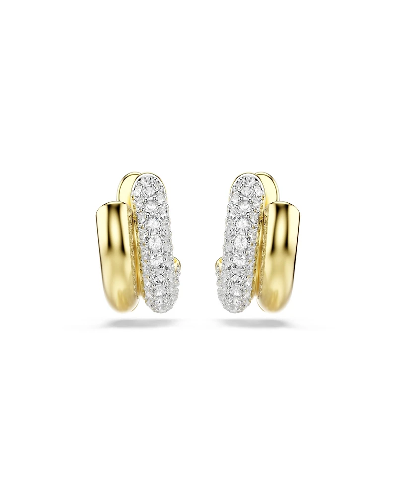 Swarovski Gold-Tone Plated Gleaming Clear Crystal Pave Earrings