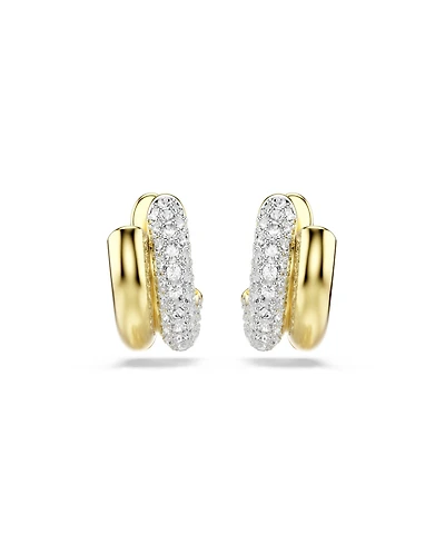 Swarovski Gold-Tone Plated Gleaming Clear Crystal Pave Earrings