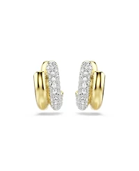 Swarovski Gold-Tone Plated Gleaming Clear Crystal Pave Earrings