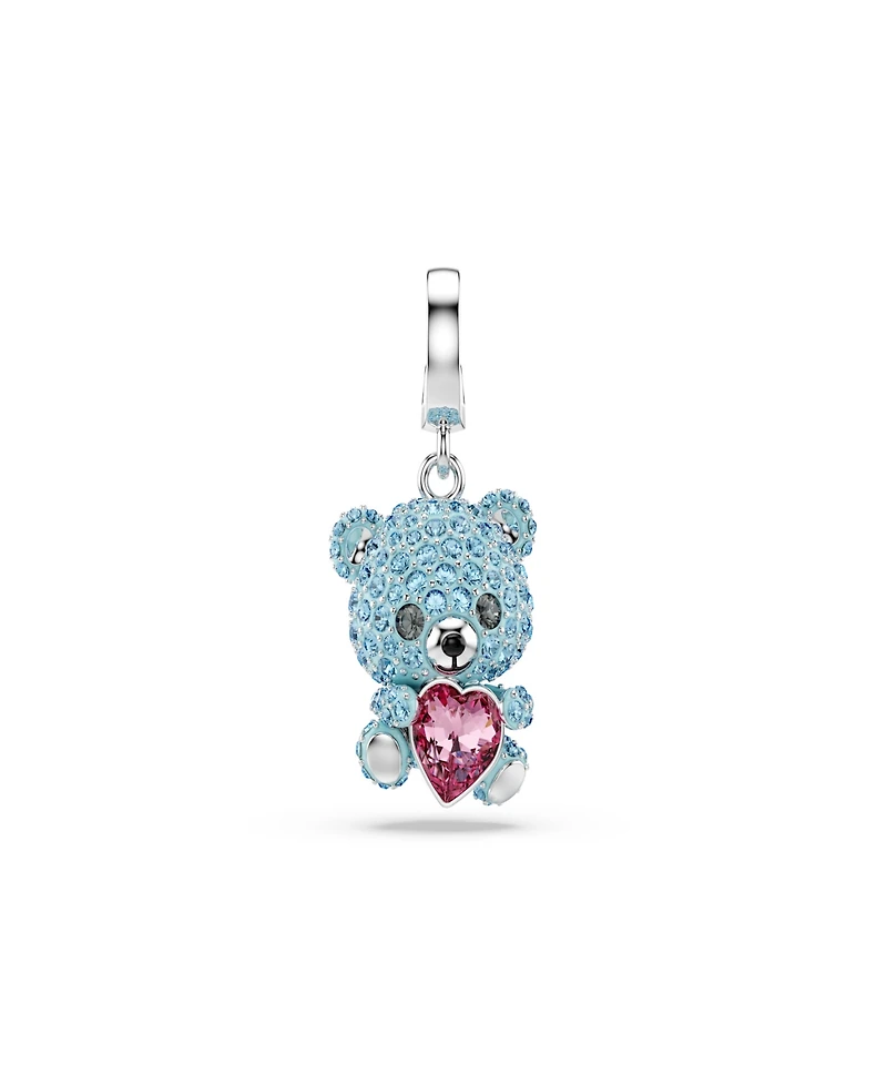 Swarovski Rhodium-Plated Playful Teddy Bear Charm