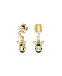 Swarovski Gold-Tone Plated Two Busy Bees Mini Hoop Earrings
