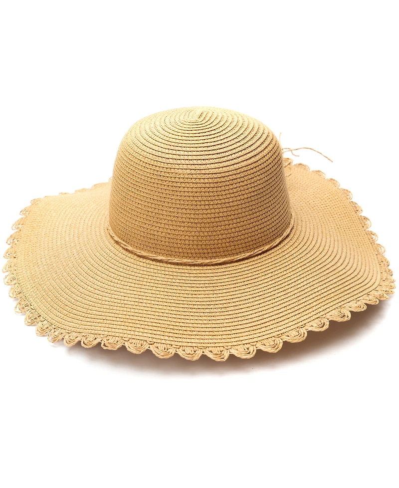BCBGeneration Lace Edge Straw Floppy Hat