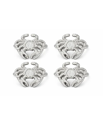 Dainty Home Crab Napkin Rings Set of 4, Silver Metal Table Decor
