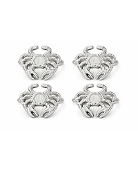 Dainty Home Crab Napkin Rings Set of 4, Silver Metal Table Decor