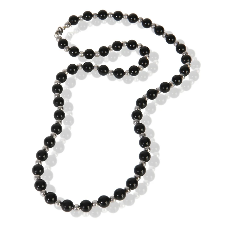 Pre-Owned Tiffany & Co Sterling Silver Onyx and Silver Bead Necklace