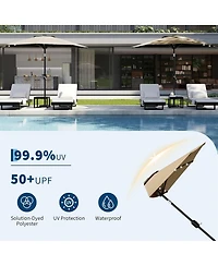 gaomon 9FT Half Patio Umbrella with Smooth Crank Lift, Shade Canopy for Patio, Backyard, Garden with Led Lights (No Base)