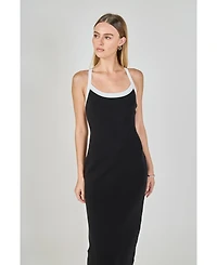 endless rose Women's Cross Back Knit Midi Dress