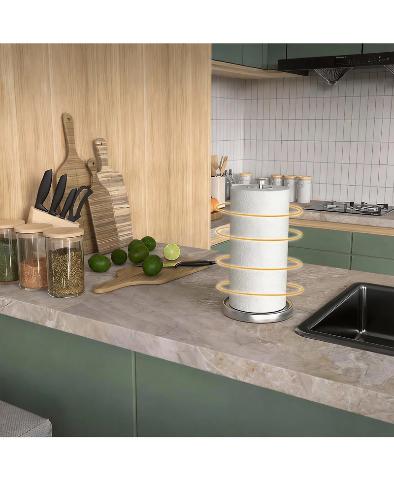 Yigii One-Hand Tear Paper Towel Holder, Stainless Steel, Weighted Base