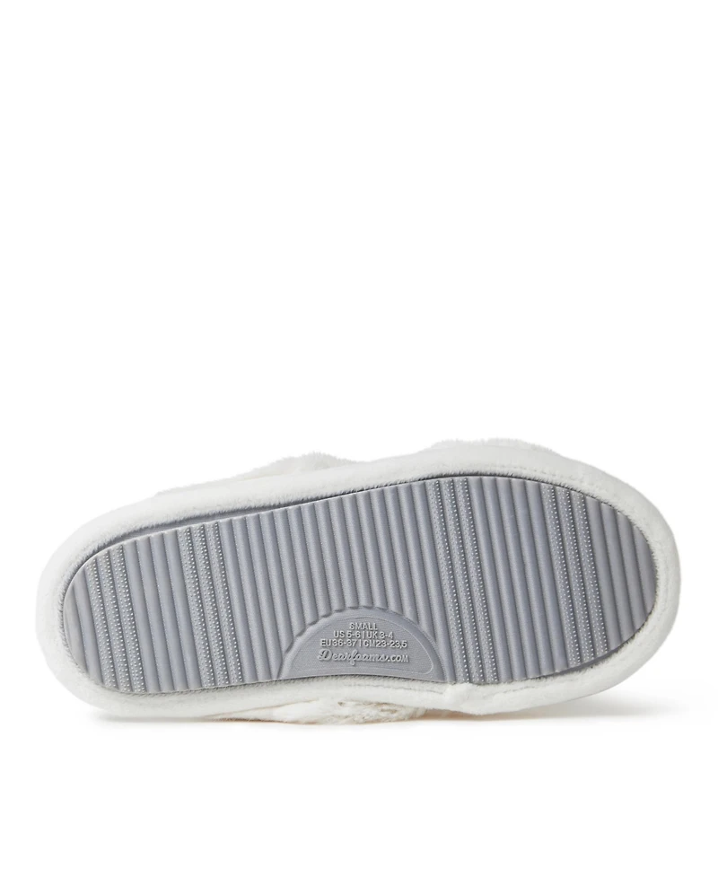 Dearfoams Women's Jessica Furry Cross Band Slide Slippers