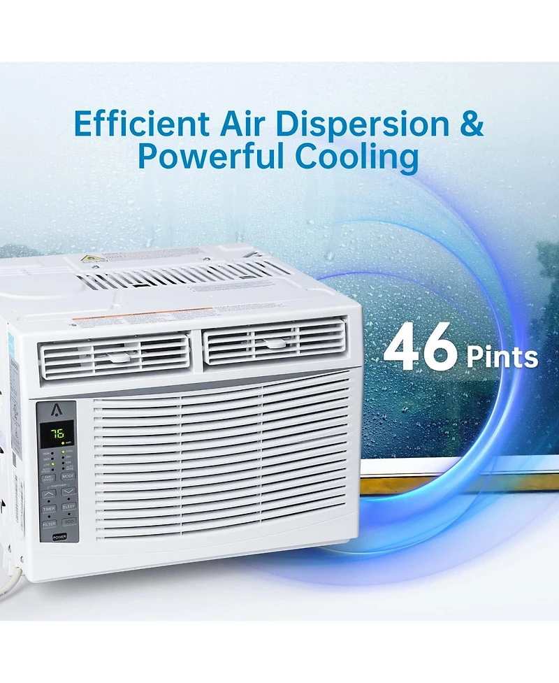 Xo 6000 Btu Window Ac Unit, Air Conditioner, 115V, Cools 350 Sq. Ft, WiFi App and Remote Control, Easy Install