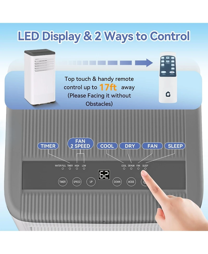 Xo 10,000 Btu Portable Ac with Remote, Led Display, 24-Hour Timer, Self-Evaporating Window Kit for Up to 560 Sq. Ft