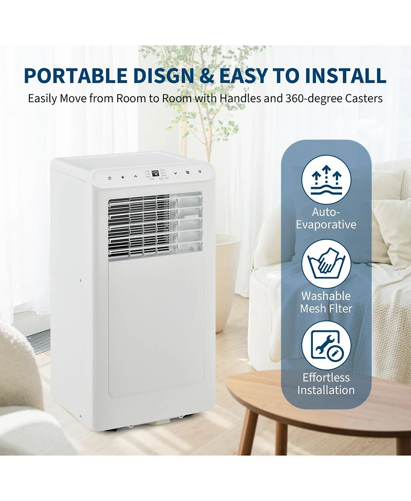 Xo 8,000 Btu Portable 4-in-1 Ac with Remote, Led Display, Timer and Diy Window Kit for Bedroom/Office Up to 350 Sq. Ft