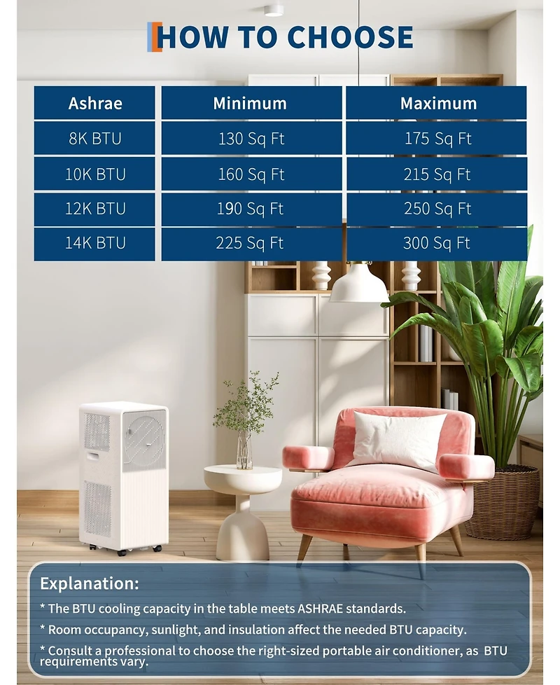 Xo 10,000 Btu Portable Drain-Free Ac with Remote, Led Touchscreen and Timer, Ultra-Quiet for Rooms Up to 215 Sq. Ft