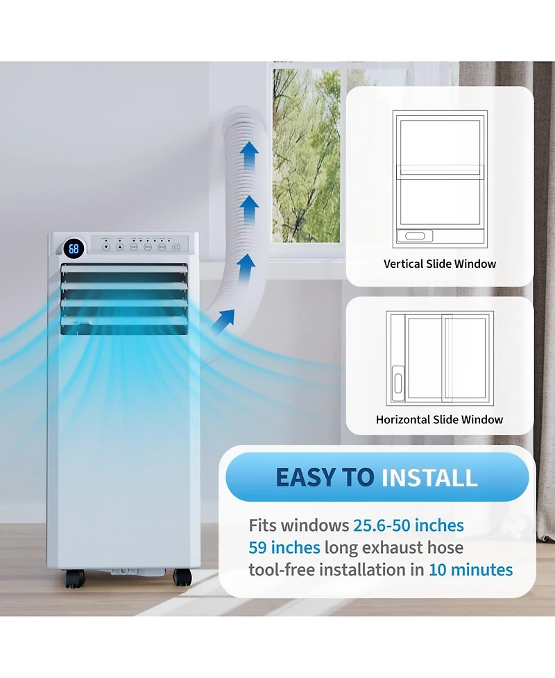 Xo 8,000 Btu Portable Ac, Cooling, Dehumidifier and Fan for Rooms up to 350 Sq. Ft., Remote, Led Display, 1-24H Timer