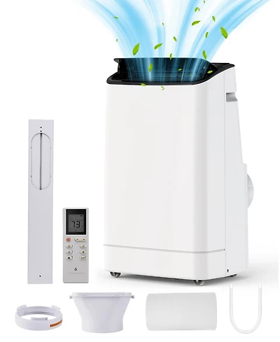 Xo 14,000 Btu Portable Air Conditioner, 3-in-1 Cooling, Fan and Dehumidifier, Smart Sleep Mode, Remote, Window Kit