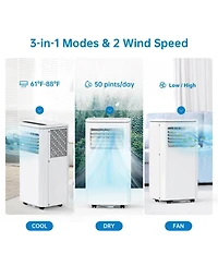Xo 8,000 Btu Portable Ac, Quiet Cooling, Dehumidifier and Fan for Rooms Up to 350 Sq. Ft., Remote, Timer, Window Kit