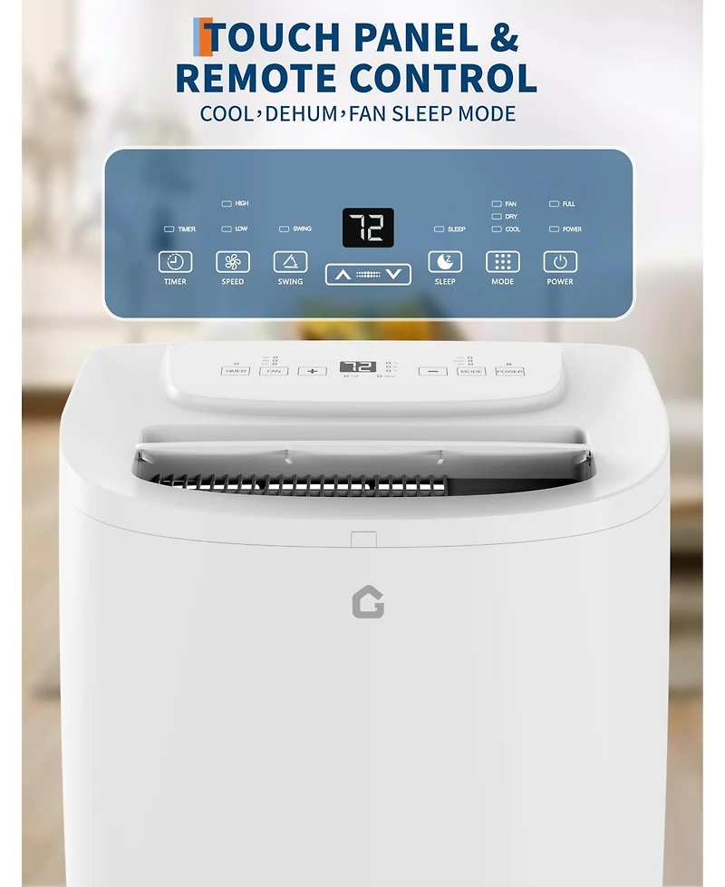 Xo 14,000 Btu Portable Ac, 3-in-1 Cooling, Fan and Dehumidifier, Sleep Mode, Led Display, Remote, Handles and Wheels