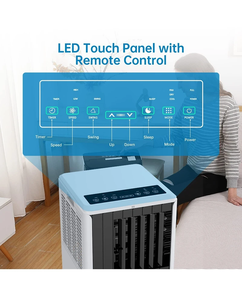 Xo 8,000 Btu Portable Air Conditioner with Remote, Led Panel, Dehumidifier and Fan for Rooms up to 350 Sq. Ft