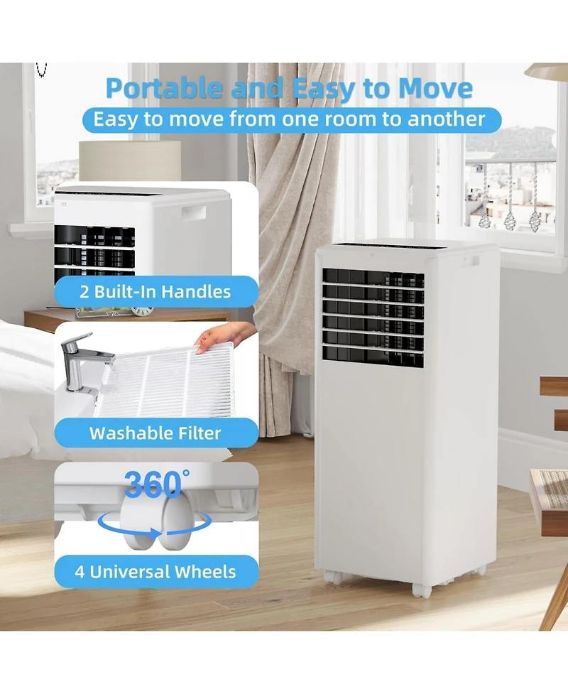 Xo 8000 Btu Portable Air Conditioner with Remote, 3-in-1 Cooling, Dehumidifier and Fan for Rooms up to 350 Sq.Ft
