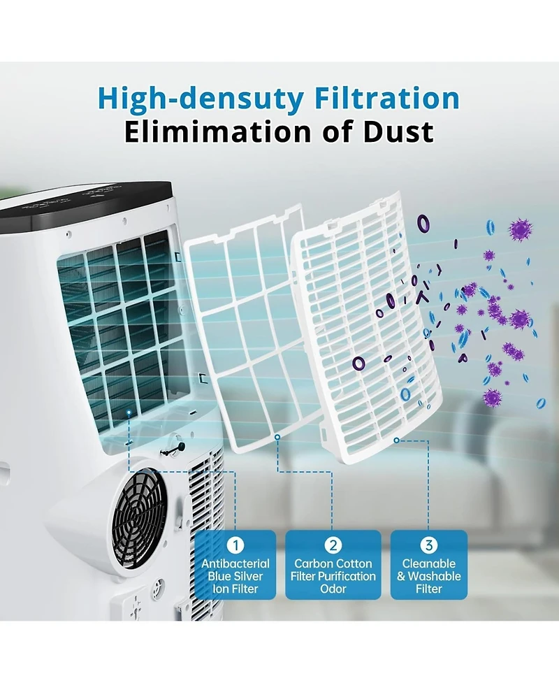 Xo 8000 Btu Portable Air Conditioner, 3-in-1 Ac Unit with Dehumidifier, Fan and Timer for Rooms up to 350 Sq.Ft