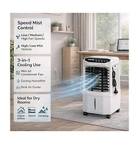Xo Portable Air Cooler Fan, 3 Speeds, 1600ml Tank, Remote Control, 2/4/8H Timer, Adjustable Airflow, for Bedroom Office Desk