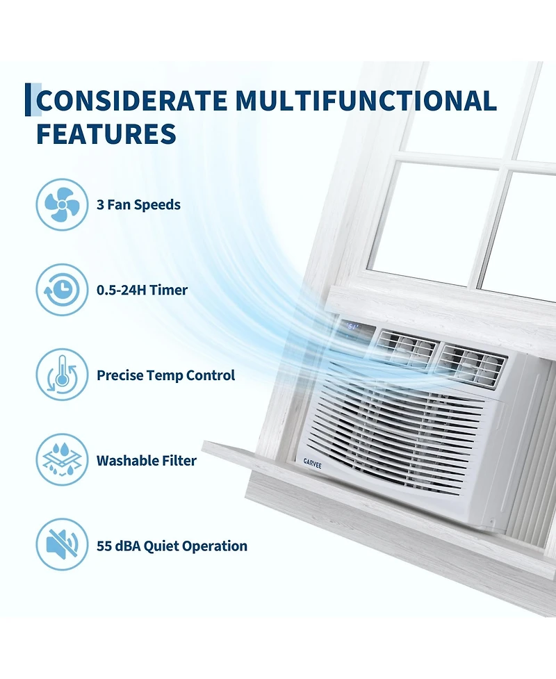 Xo 10000 Btu Window Ac Unit, Remote Control Air Conditioner, Cools 450 Sq. Ft, 3 Speeds, Quiet, Easy Install
